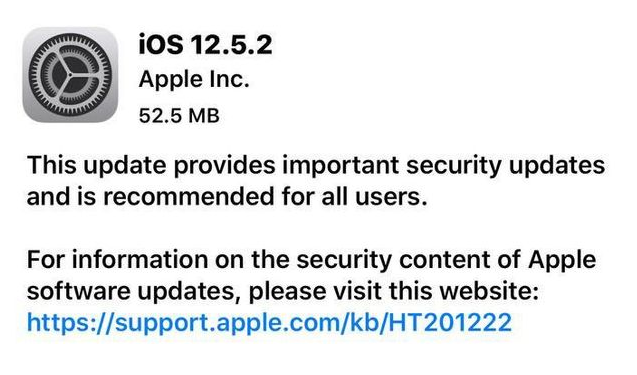 宁化苹果手机维修分享iOS12.5.2发布，建议所有老苹果用户安装 